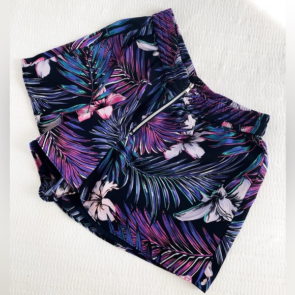 Dynamite Tropical Print Zipper Shorts – Size XS, Purple, Pink, Navy Blue - Picture 1 of 7